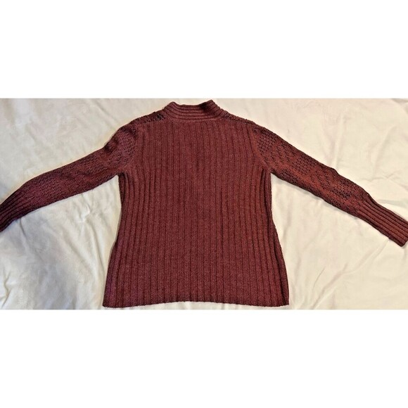 Womens Axcess SOFT Wool Blend Pullover Open Knit Sweater XL  Burgundy Maroon - Picture 13 of 13